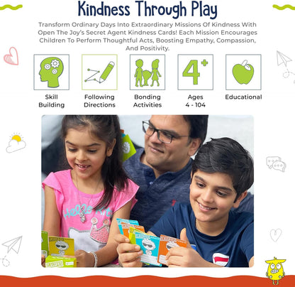 Open The Joy Kindness Mission Cards for Kids | 56 Secret Missions to Build Empathy, Compassion & Social Skills | Fun Screen-Free Activity Game for Families & Classrooms | Ages 4+ | SEL Learning Cards