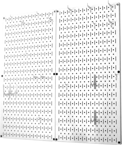 Wall Control Kitchen Pegboard Organizer Pots and Pans Storage Rack Organization Kit with Green Pegboard and White Accessories