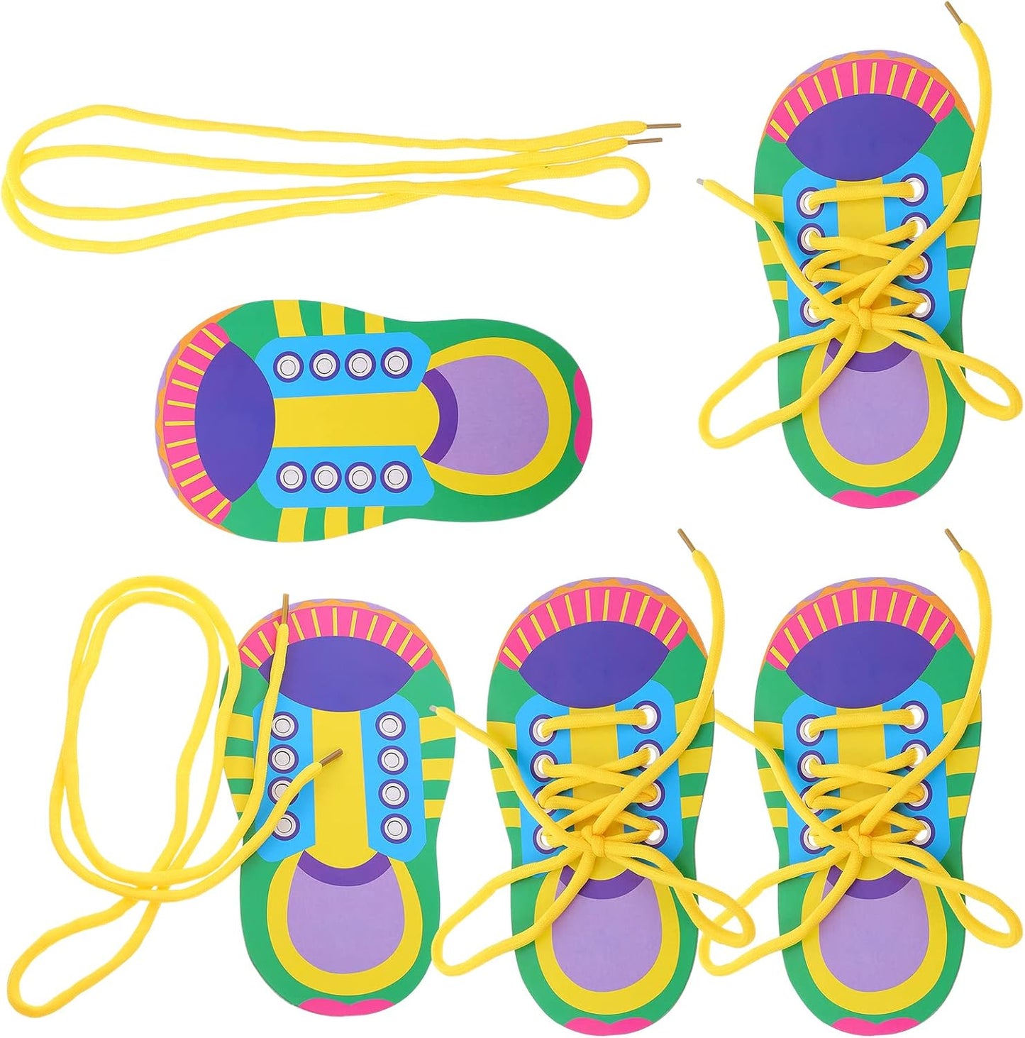 NUOBESTY Shoe Tie Practice for Kids Shoe Tying Practice Board Shoelace Threading Teaching Toys Learn to Tie Shoelaces Toddlers Preschool Learning Toys Fine Motor Skills Early Educational, 5 Sets