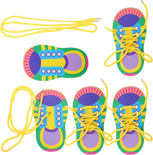 NUOBESTY Shoe Tie Practice for Kids Shoe Tying Practice Board Shoelace Threading Teaching Toys Learn to Tie Shoelaces Toddlers Preschool Learning Toys Fine Motor Skills Early Educational, 5 Sets