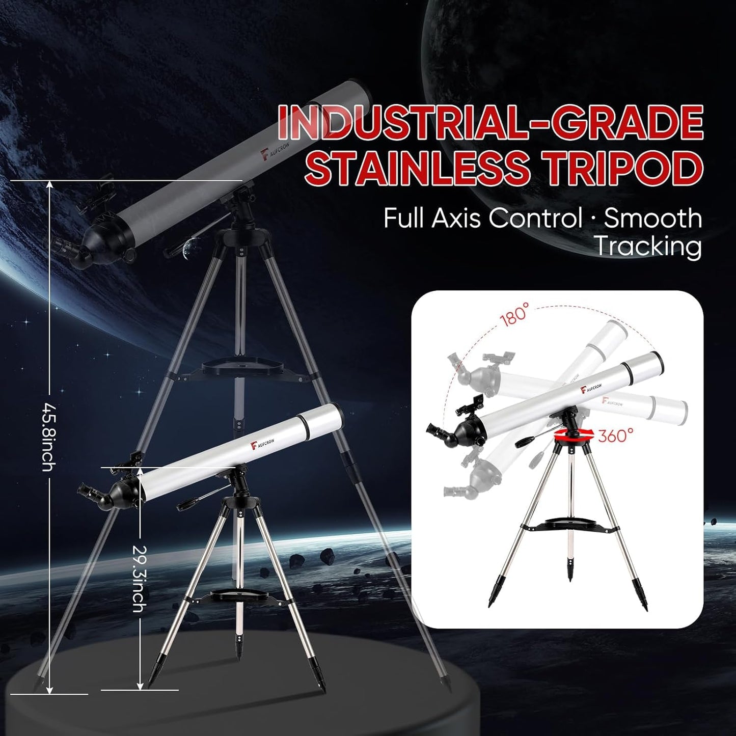 Telescope for Kids & Adults – 80mm Refractor Telescope with 600mm Focal Length, Tripod, Barlow Lens & Phone Adapter High Powered Astronomical Telescopes for Beginners, Telescopio para Adults