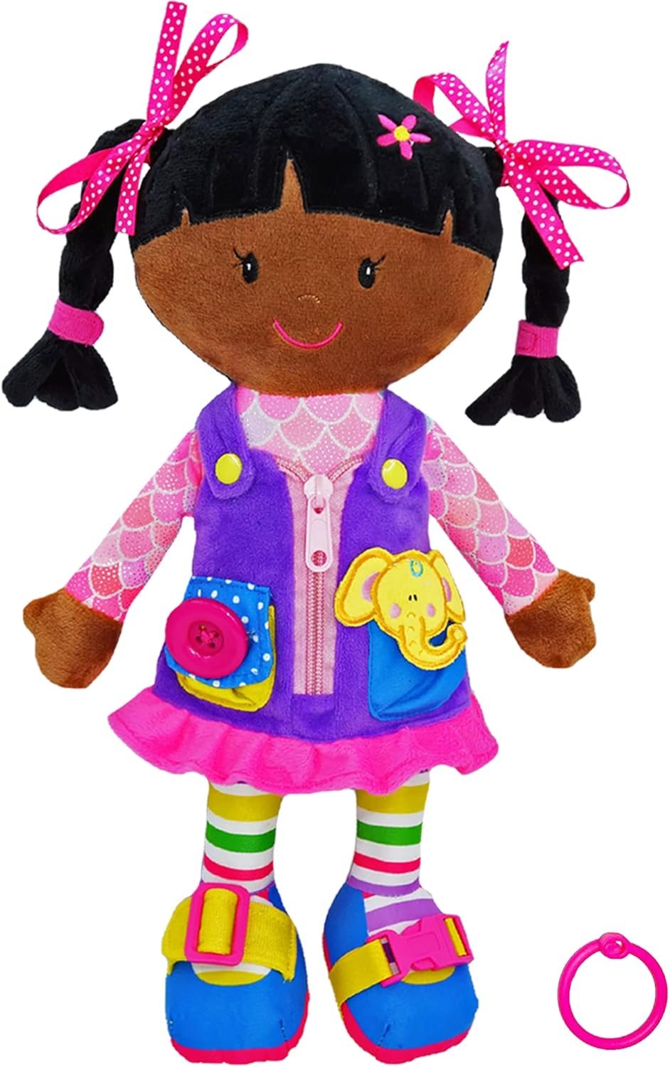 June Garden 16" Dressy Friends Bunnie - Educational Stuffed Plush Doll for Kids and Toddlers 2 Years and Up - Montessori Soft Toy Doll