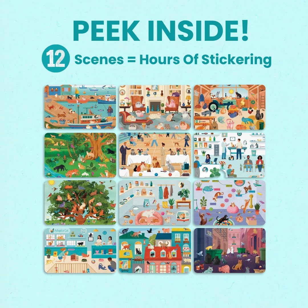 Animals Habitat 500+ Kids Sticker Book by Cupkin Toddler Airplane Travel Activity Coloring and Sticker Book, Road Trip Essentials, 12 Coloring Pages + 12 Scenes for Ages 2–8 Years - Colors A