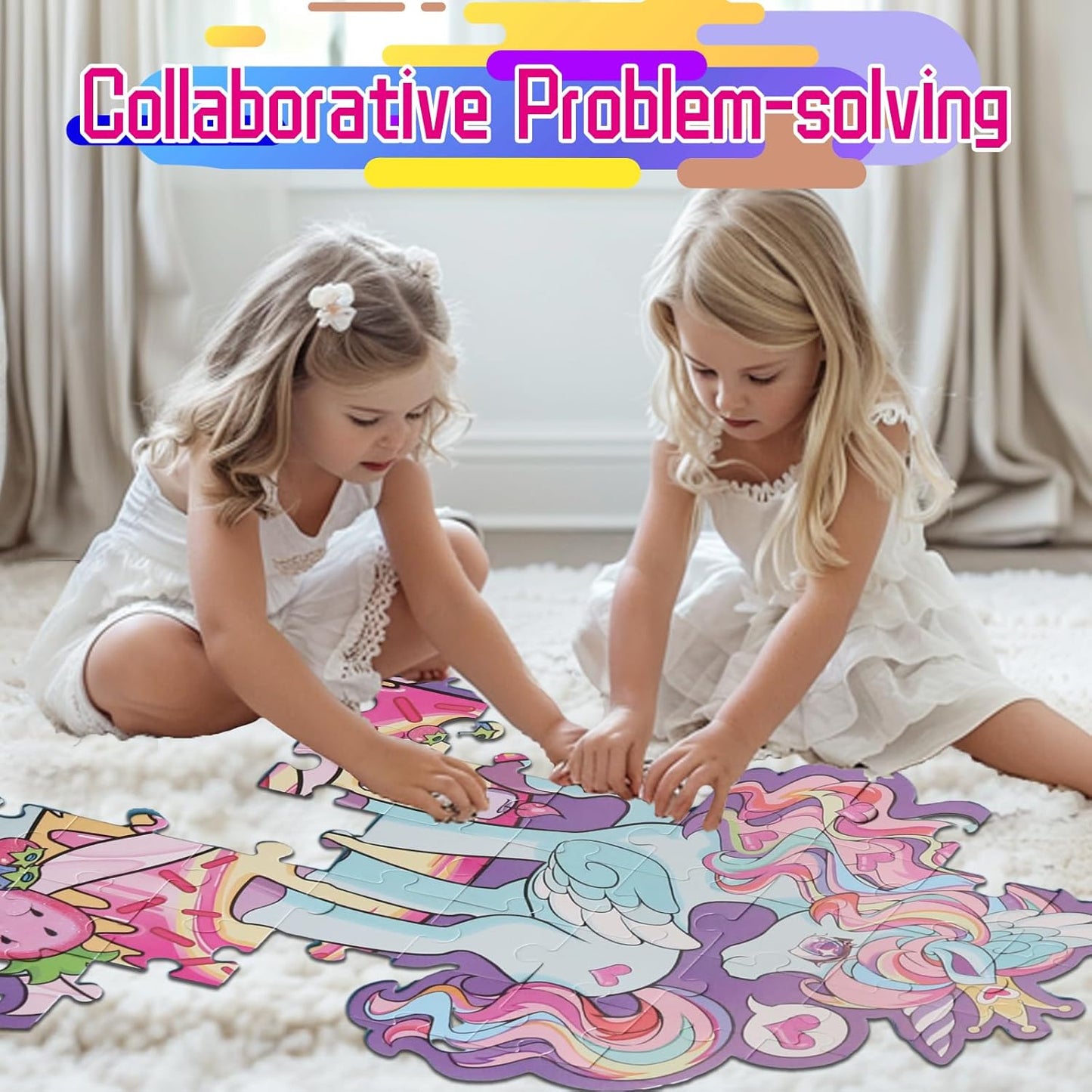 Jumbo Mermaid Floor Puzzle for Kids Ages 6-8 Year Old, Large Toddler Puzzle for Girls Ages 6 7 8 Year Old, Mermaid Girl Gift and Educational Toy for Birthday and Christmas