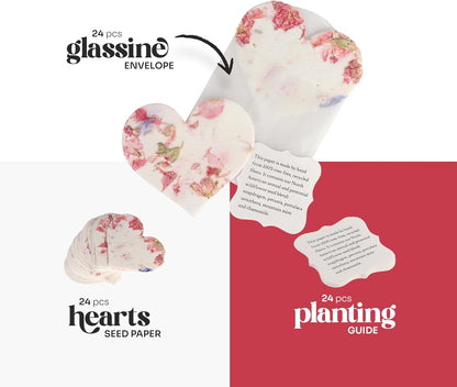 Wildflower Seed Paper - Set of 24 Purple Butterfly-Shaped with Envelope and Planting Instruction, Writable & Plantable Gift for Mom and Plant Lover, Ideal for Wedding, Memorial, Baby Shower