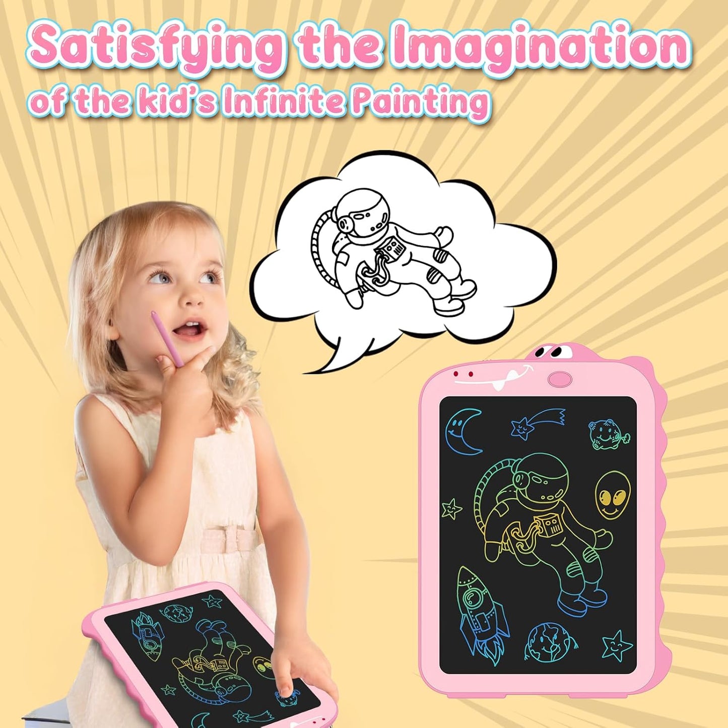 LCD Writing Tablet for Kids 8.5" Toddler Toys Learning Drawing Board Dinosaur Toys for 3 4 5 6 7 Year Old Boys Girls Birthday Gifts Idea Light Doodle Pad