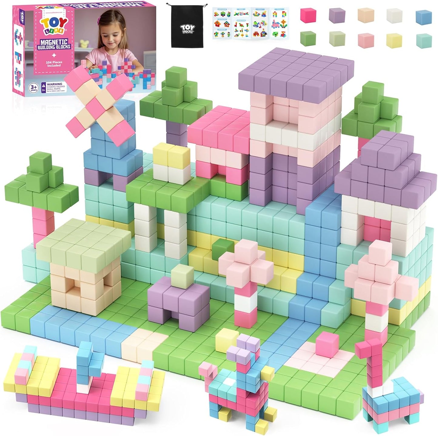 64PCS Magnetic Blocks, Magnetic Building Blocks for Kids Ages 3 4 5 6 Year Old, Magnet Cubes, Autism Montessori Toys, Preschool STEM Educational Sensory Magnet Toys Gifts for Kids 3-5 4-8