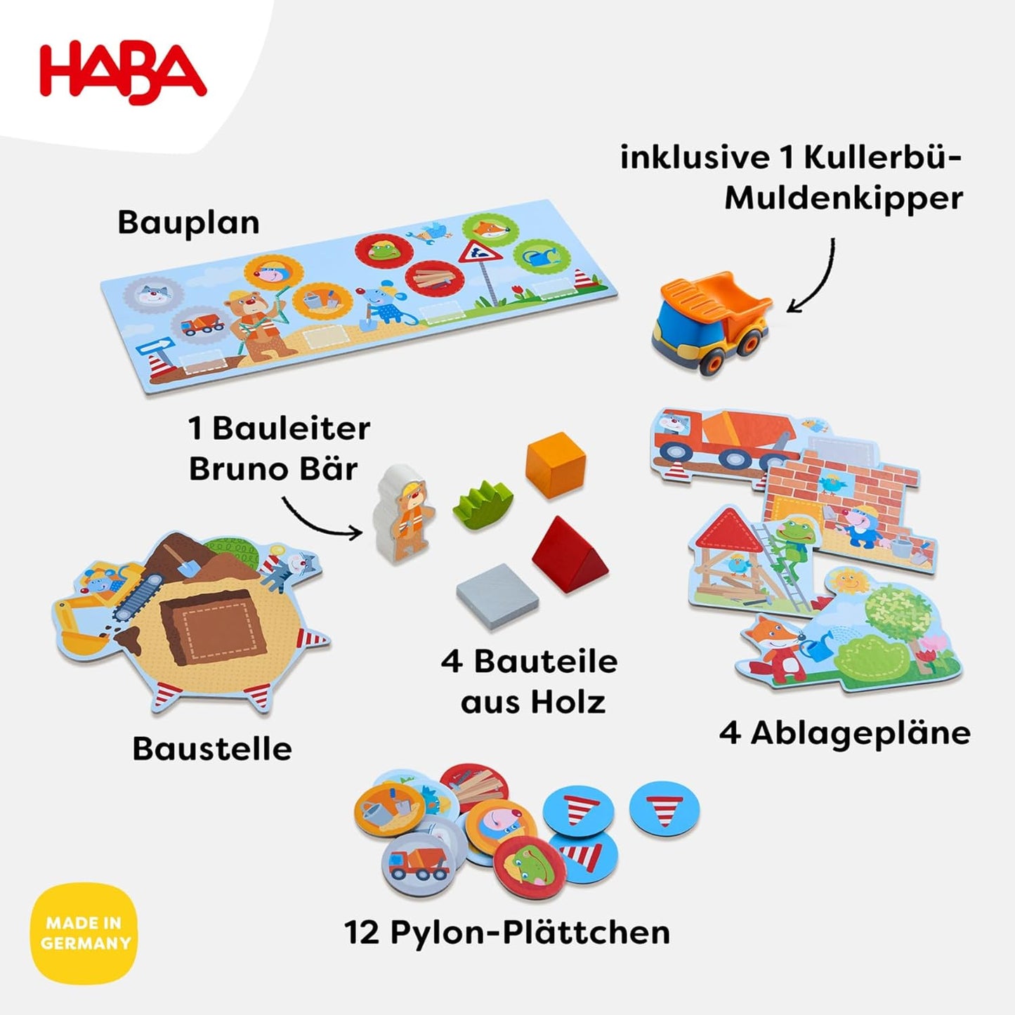 HABA My Very First Games Building Site, A Cooperative Learning Kids Game, Toddler Learning Activities & Games for 2+ Year Olds with Included Toy Truck