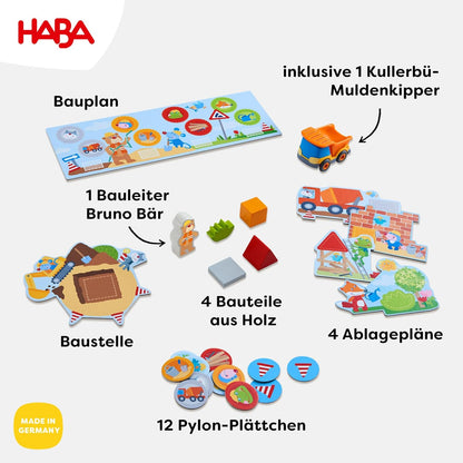 HABA My Very First Games Building Site, A Cooperative Learning Kids Game, Toddler Learning Activities & Games for 2+ Year Olds with Included Toy Truck