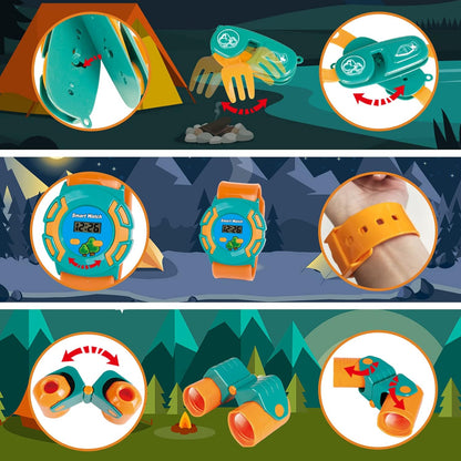 FUN LITTLE TOYS Pop Up Play Tent with Camping Gear and Tools Set, Outdoor Toys for Kids