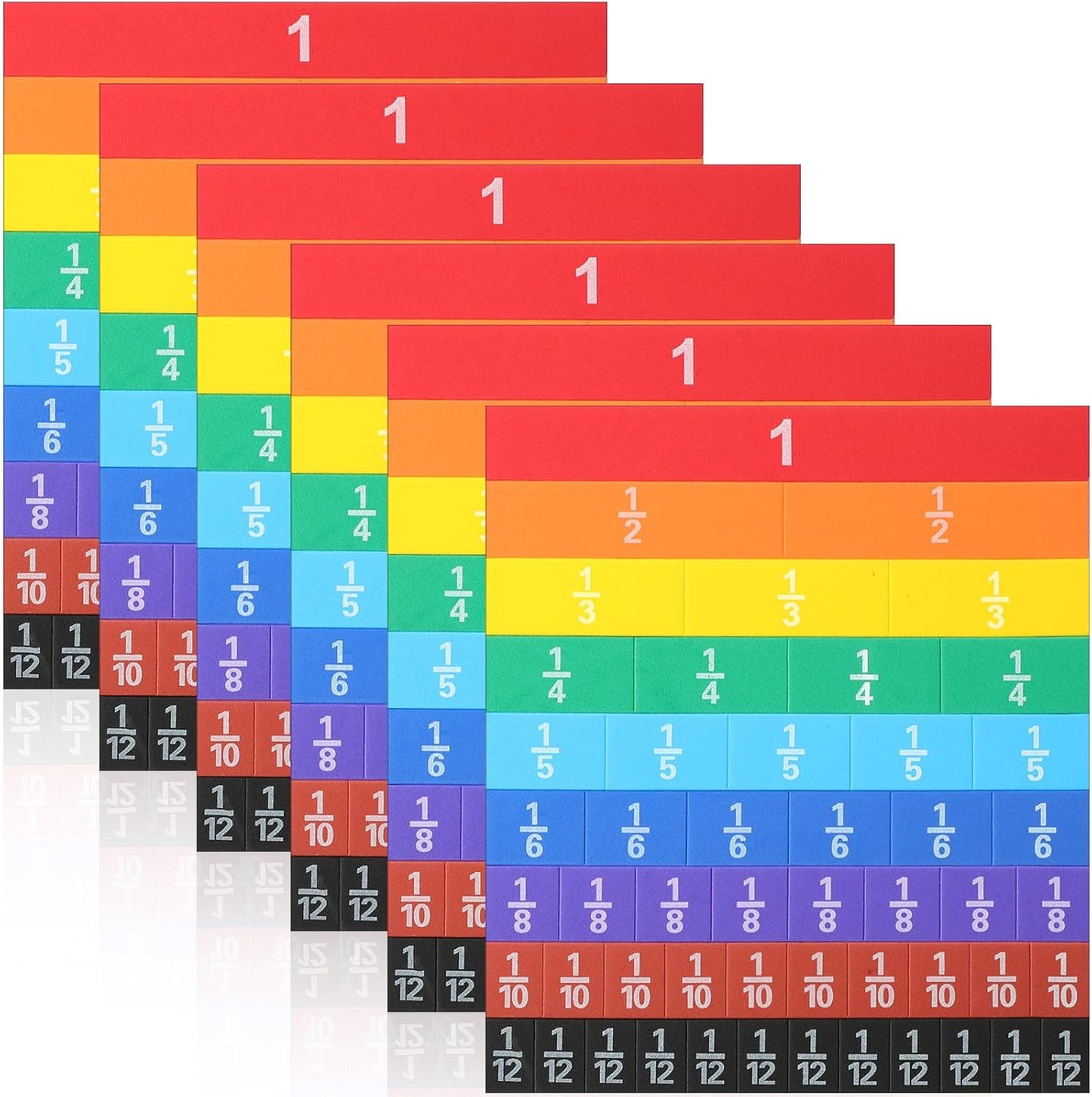 Sayglossy 24 Sets Fraction Tiles Sets for Math Fraction Manipulatives Montessori Math Materials EVA Foam Algebra Tiles Games for Classroom Teaching Aids, Homeschool Supplies