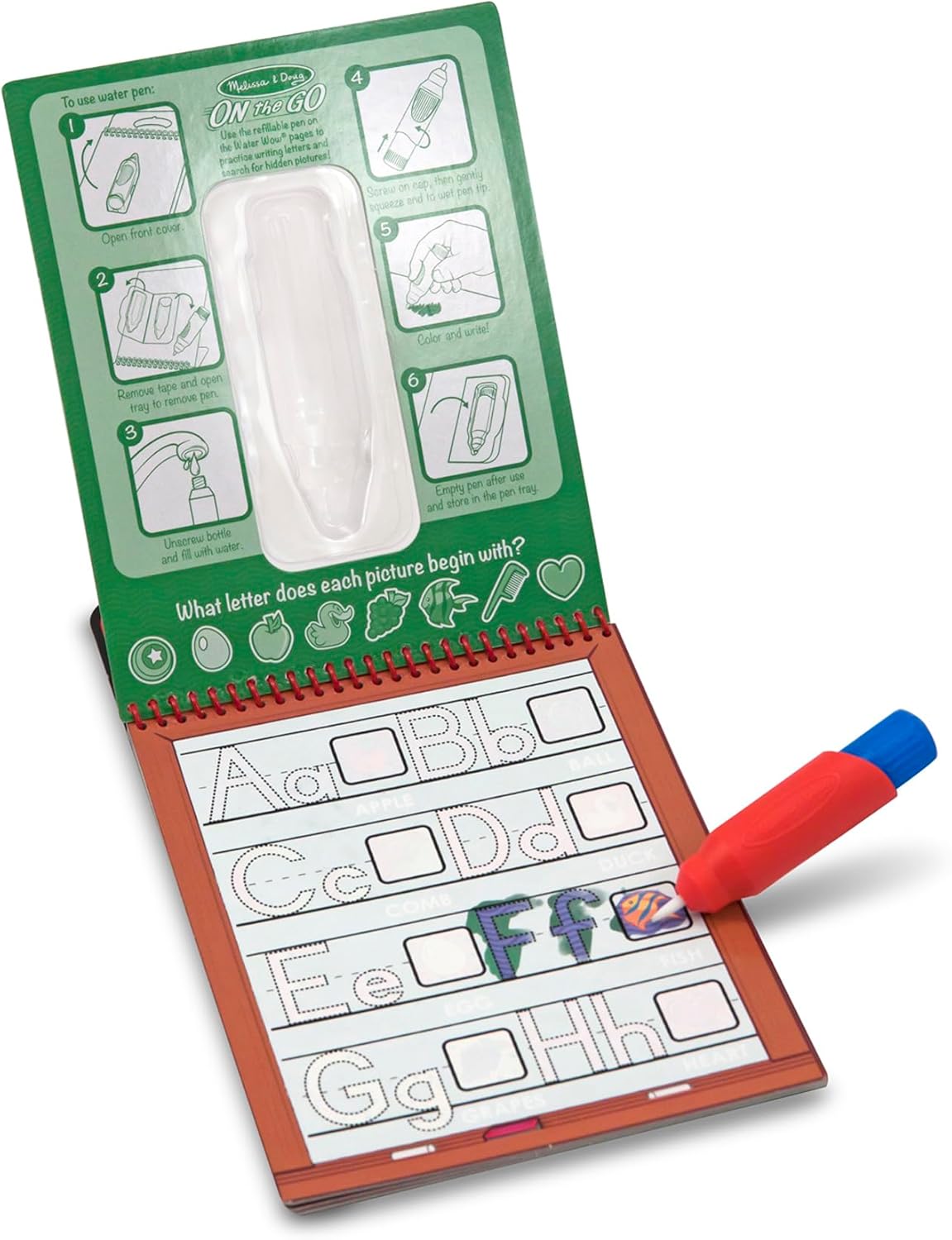 Melissa & Doug On The Go Water Wow! Mess Free Coloring Book, Reusable Water-Reveal Activity Pad, Alphabet, Travel Toys, Party Favors, for Toddlers & Kids Ages 3+ - FSC Certified