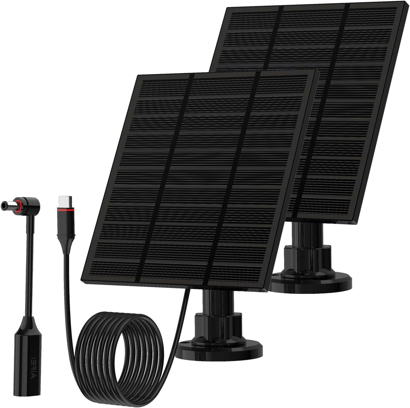Solar Panels for Ring Camera Outdoor (New Generation) 5W 5V Solar Panel Charger with USB-C&Plug for Spotlight Cam Plus&Stick Up Cam Pro.Waterproof IP65 360°Adjustable 2M Cable (Black, 1)
