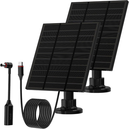 Solar Panels for Ring Camera Outdoor (New Generation) 5W 5V Solar Panel Charger with USB-C&Plug for Spotlight Cam Plus&Stick Up Cam Pro.Waterproof IP65 360°Adjustable 2M Cable (Black, 1)
