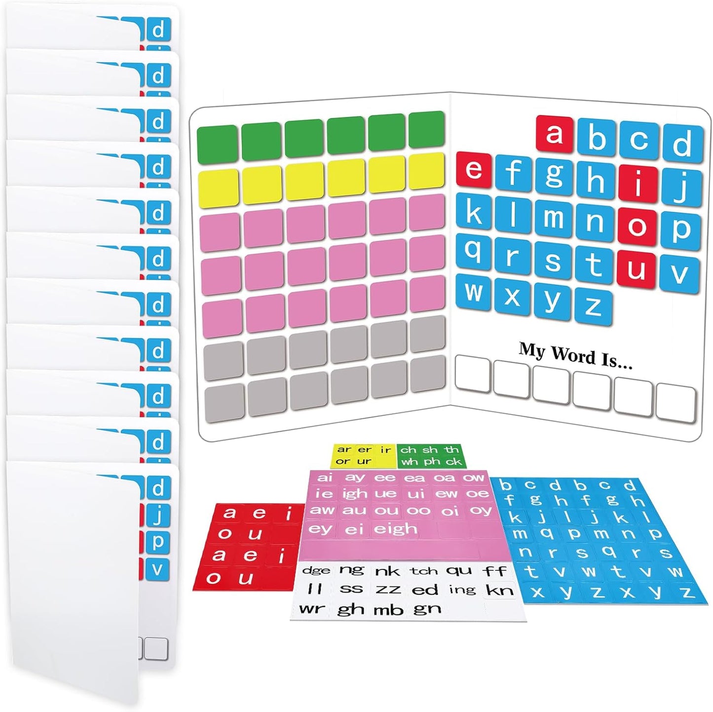 Ireer 6 Set Phonics Magnetic Letter Tiles Set Spelling Reading Games Board Manipulative Phonemic Awareness Sentence Building Alphabet ABC Fridge Magnets Homeschool Classroom Learning Activity