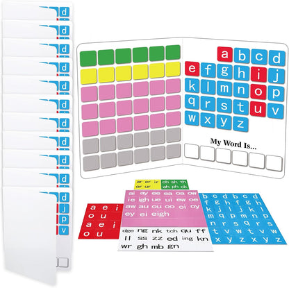Ireer 6 Set Phonics Magnetic Letter Tiles Set Spelling Reading Games Board Manipulative Phonemic Awareness Sentence Building Alphabet ABC Fridge Magnets Homeschool Classroom Learning Activity