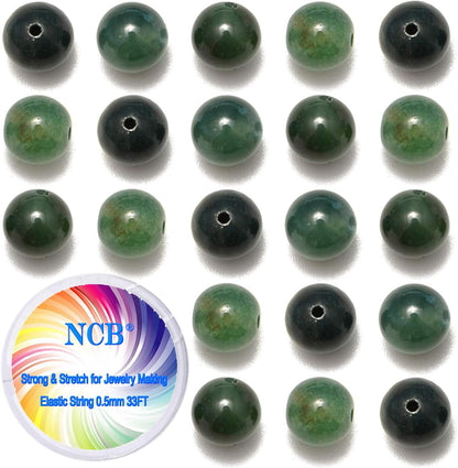 NCB 100pcs Original Natural Stone Beads Gemstone Round Loose Beads 6mm 8mm 10mm (Blue Aventurine, 6mm 100Beads) - Colors B