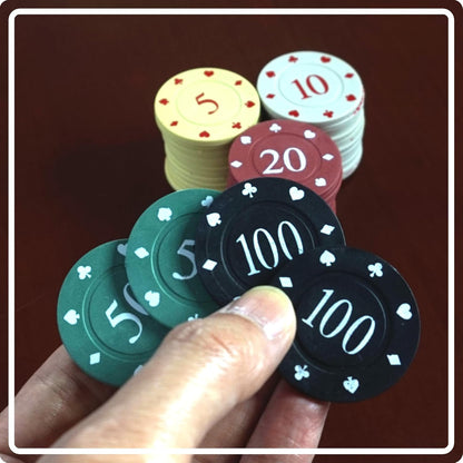 100 Pcs Colorful Poker Chips, Denomination Chips Set with Storage Box, Plastic Counters Disks and Learning Math Counting Chips for Card Blackjack Games Homes Parties Texas Hold Poker