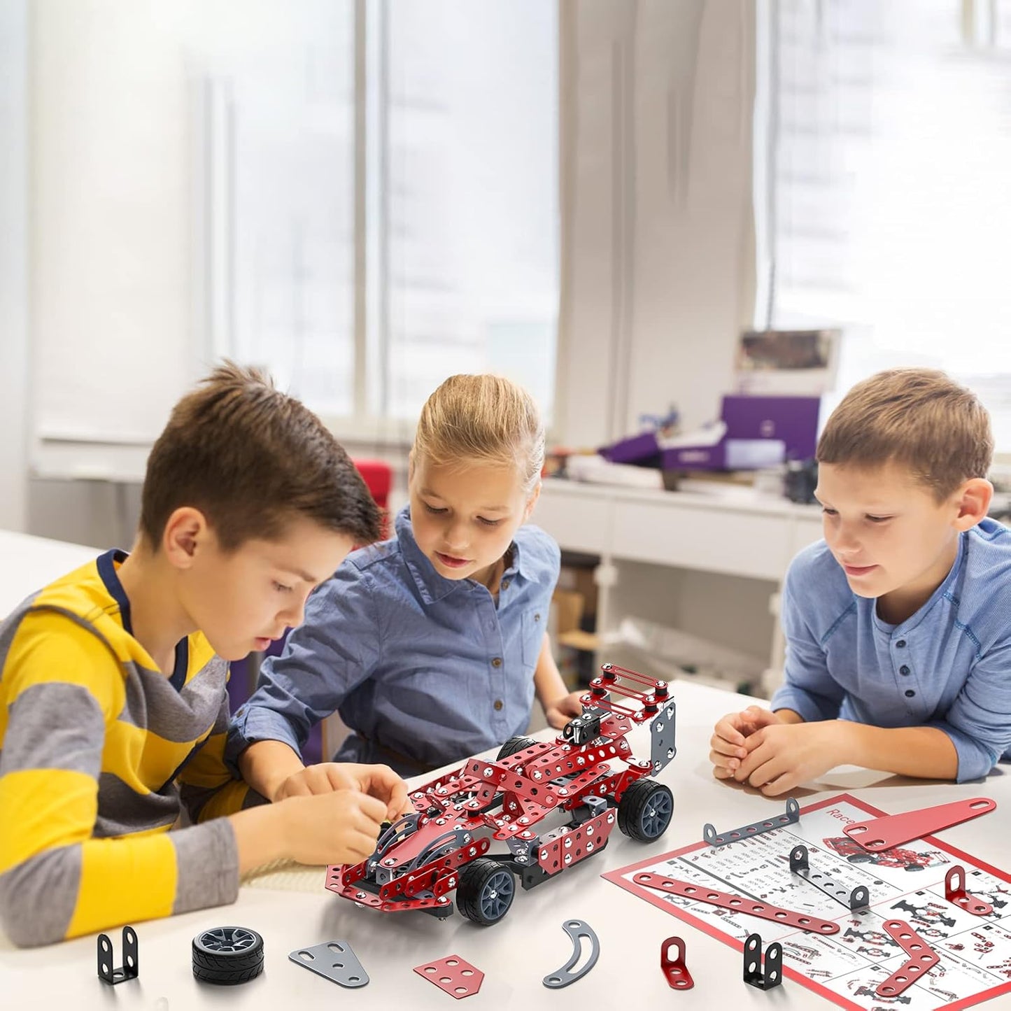 Lucky Doug STEM Building Projects Model Train Set Toys for Boys Kids 8 9 10 11 12 Years Old and Older - 340 PCS DIY Metal Building STEM Toys