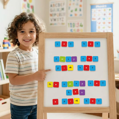 Simply Magic 910 PCS Magnetic Phonics Tiles Set & 1138 PCS Colorful Poetry Magnets Kit