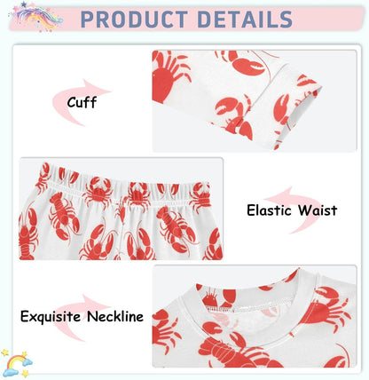 ALAZA Shark Starfish Palm Tree 2 Piece Pajama Set Long Sleeve Top and Pants Sleepwear Unisex - Colors B