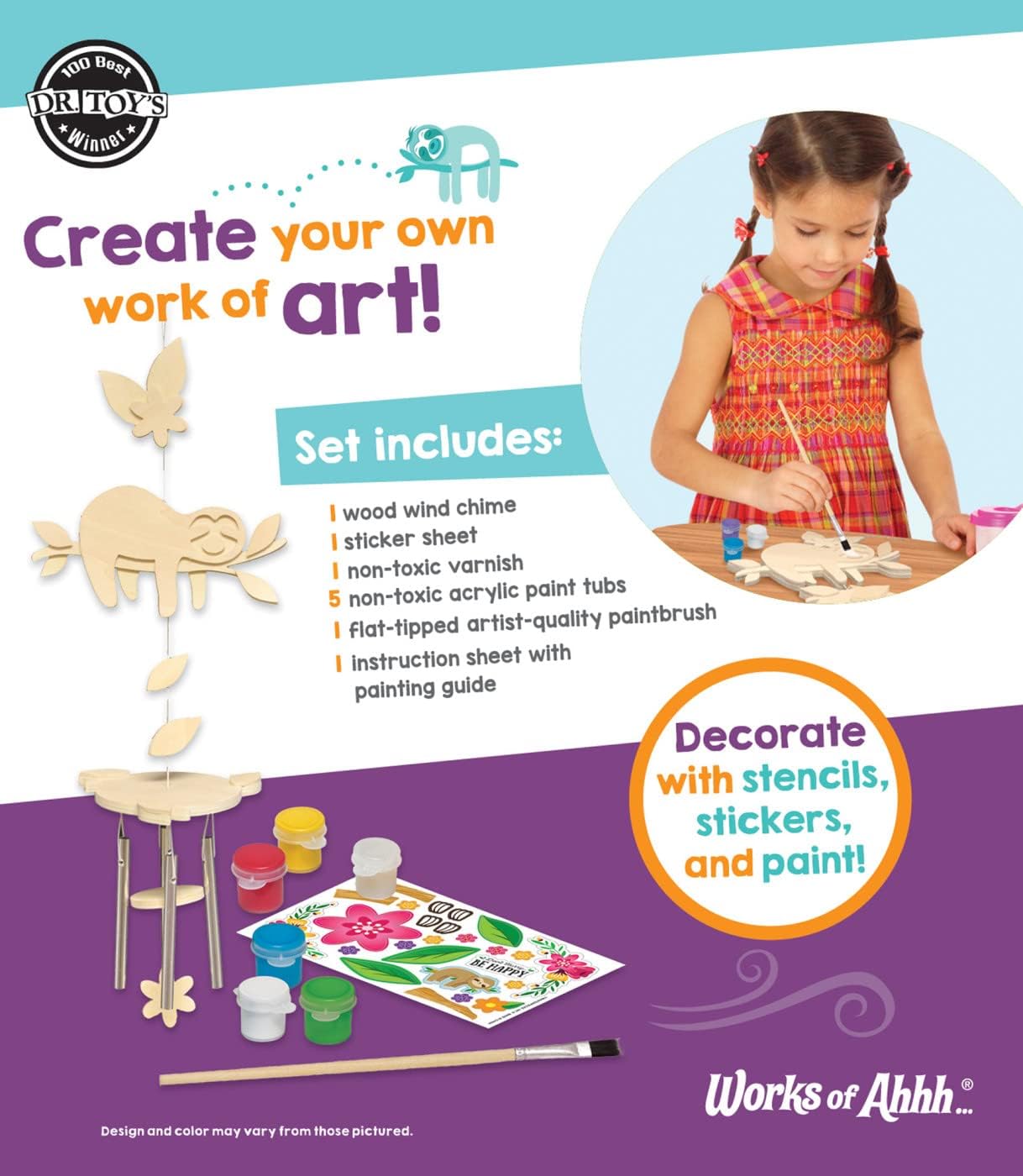 Works of Ahhh... Craft Set - Solar System Mobile Classic Wood Paint Kit