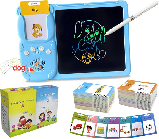 Rylai Toddler Toys Talking Flash Cards, Kindergarten Learning Resources 510 Sight Words with Drawing Tablet for Speaking Doodling, Sensory Toys for Kids with Autism, Boys Girls 2 3 4 5 6, Pink