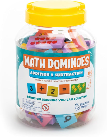Educational Insights Math Dominoes Addition & Subtraction - Math Preschool Activities for Classroom & Home, Toddler Learning Toys, Gift for Ages 3+