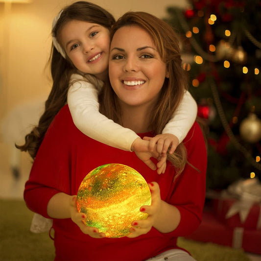 BRIGHTWORLD Moon Lamp Galaxy Lamp 5.9 inch 16 Colors LED 3D Moon Light, Remote & Touch Control Moon Night Light Gifts for Girls Boys Kids Women Birthday（Wooden Base）