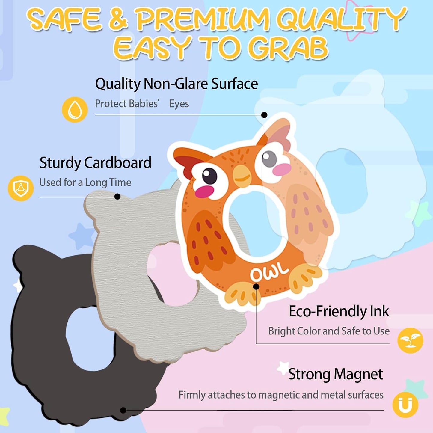 48Pcs Magnetic Letters and Numbers Fridge Magnets, 26 Uppercase Letters 0-9 Numbers Refrigerator Magnets Cute Animal Alphabet Magnets for Student School Learning Spelling