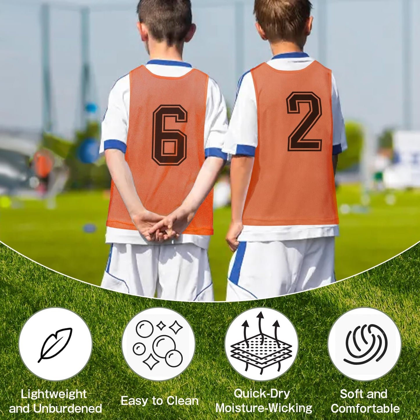 6 Pcs Pinnies Team Practice Vests with Numbers for Child Youth Teen Adult,Ideal for Soccer, Football,Basketball