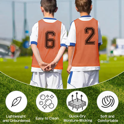 6 Pcs Pinnies Team Practice Vests with Numbers for Child Youth Teen Adult,Ideal for Soccer, Football,Basketball