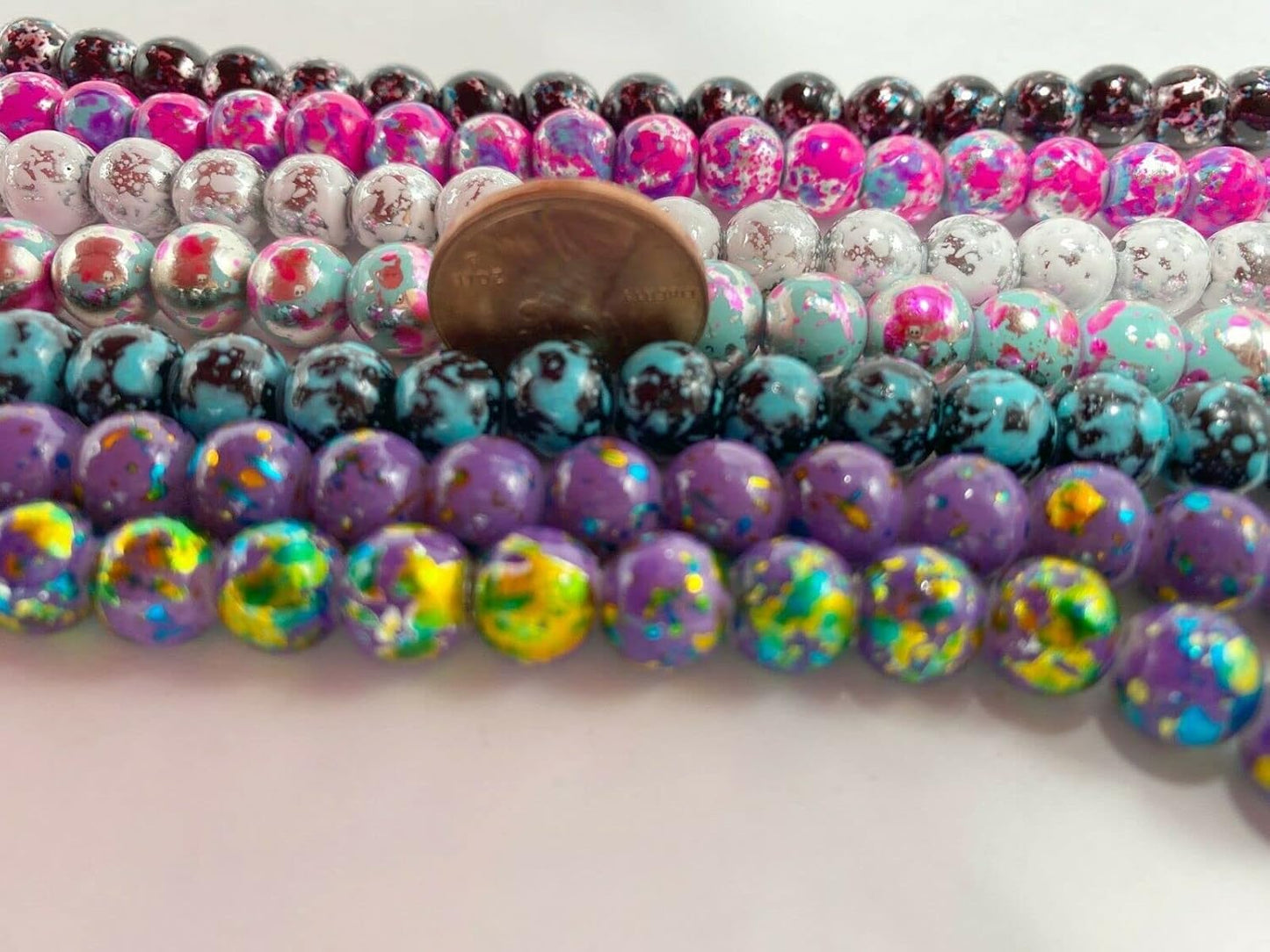 8mm Glass Beads Round Bulk for Bracelet, Glow in Dark Beads, DIY Jewelry Windchime Suncatcher Party Supplies, 300 pcs