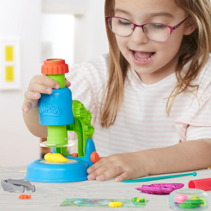 Play-Doh Light & Look Microscope for Kids, Electronic Preschool Toys for Girls & Boys, 9 Accessories & 5 Colors, Back to School Gifts, Ages 3+