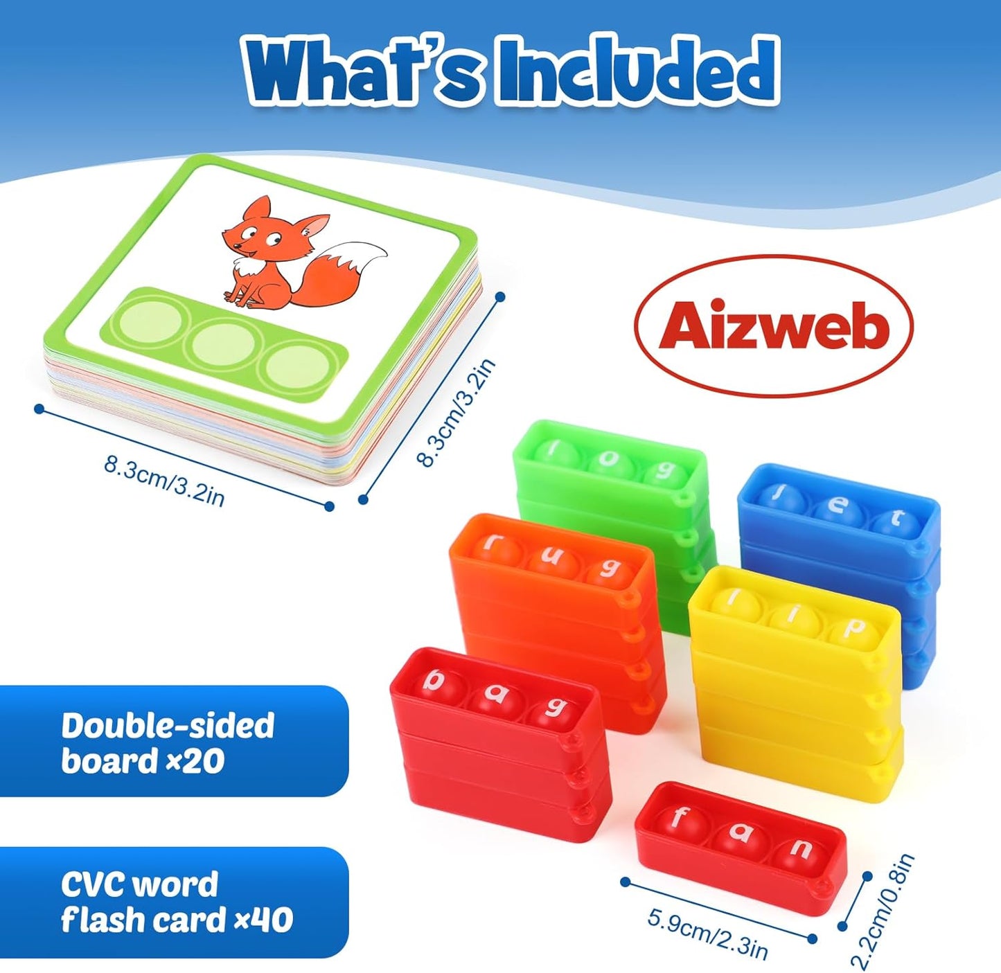 Aizweb Sight Words Flash Cards, Phonics Games Learn to Read Spelling Reading Learning Games, Dolch Site Words Digraphs CVC Blends Long Vowel Sounds for Pre-k Kindergarten 1st 2nd 3rd Speech Therapy