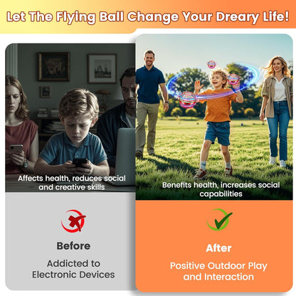 Flying Orb Ball Toy, 2026 Upgrade Hand Controlled Hover Ball with LED Lights,360° Rotating Boomerang Globe Cool Mini Drone, Ideal Birthday&Christmas Gift for Boys Girls-Blue & Purple