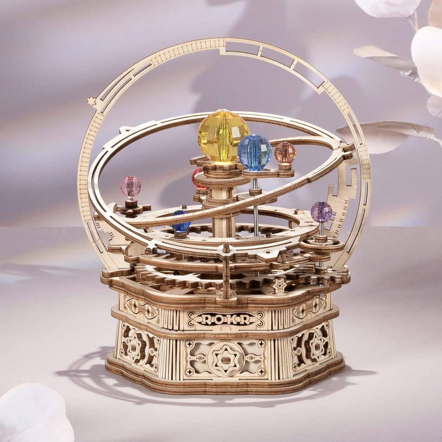 ROKR 3D Wooden Puzzles for Adults Mechanical Music Box-Starry Night, DIY Rotating Music Box Model Building Kits for Teens, DIY Crafts/Hobbies/Gifts Desk Decor for Boys Ages 14+ (Starry Night)