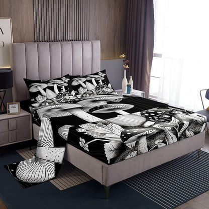 Feelyou Drum Kit Bedding Set Musical Instruments Sheets for Kids Boys Girls Classical Rock Music Bed Sheets Vinyl Record Sheets Set Bedroom Collection 4Pcs Full Size