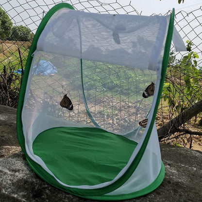 Outdoor Large Butterfly Net Habitat, Collapsible Caterpillar Growing Mesh Cage Terrarium for Observation Feeding