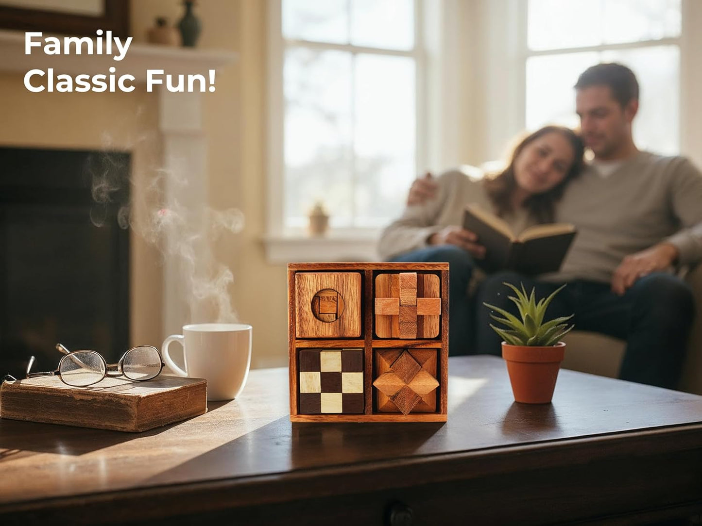 BSIRI 16 in 1 Wooden Brain Teaser Puzzles for Adults and Teens or Kids Interlocking 3D Mini Wood Mind Games Hand Puzzle Teasers Set Toys Coffee Table Games Gift