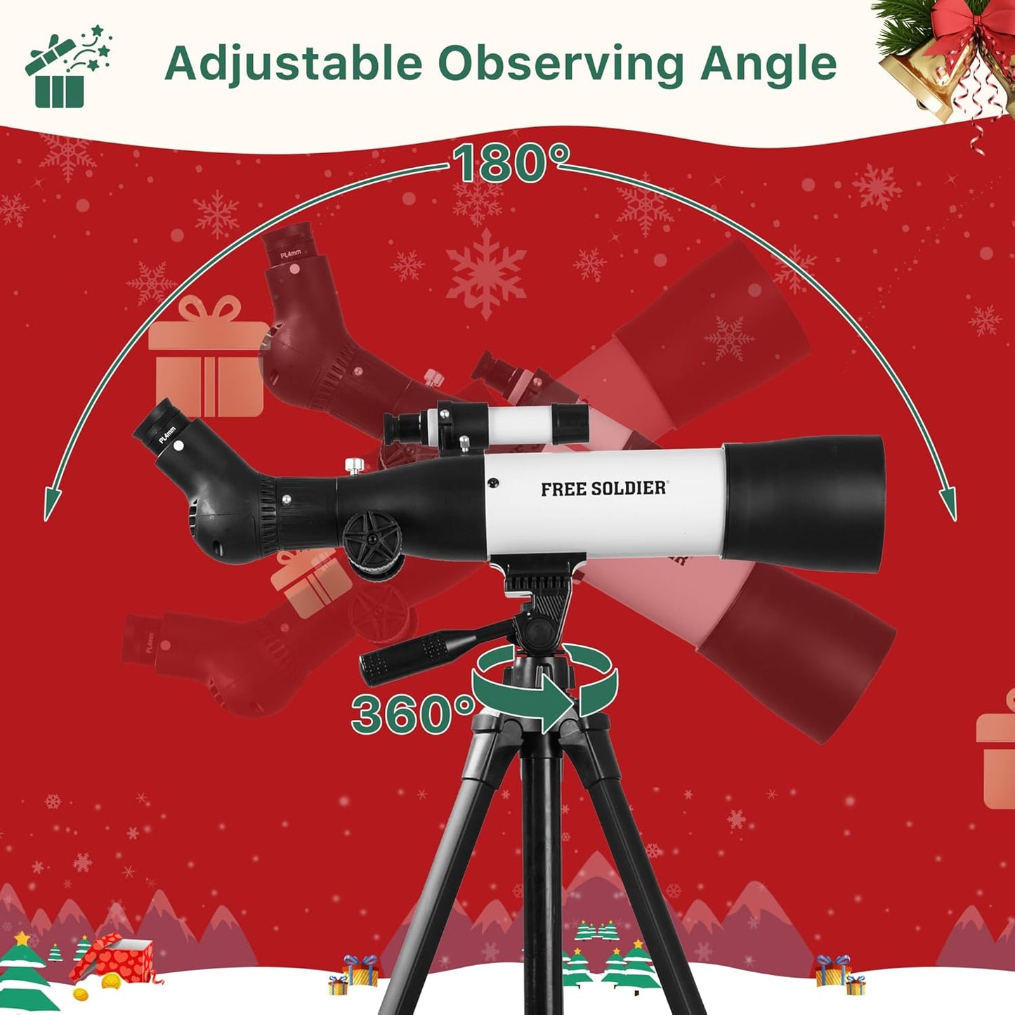 FREE SOLDIER Telescope for Kids 70mm Aperture Astronomical Refractor Telescopes for Beginners (15X-150X) 300mm Telescope for Adults High Powered with A Phone Adapter & A Wireless Remote (White)