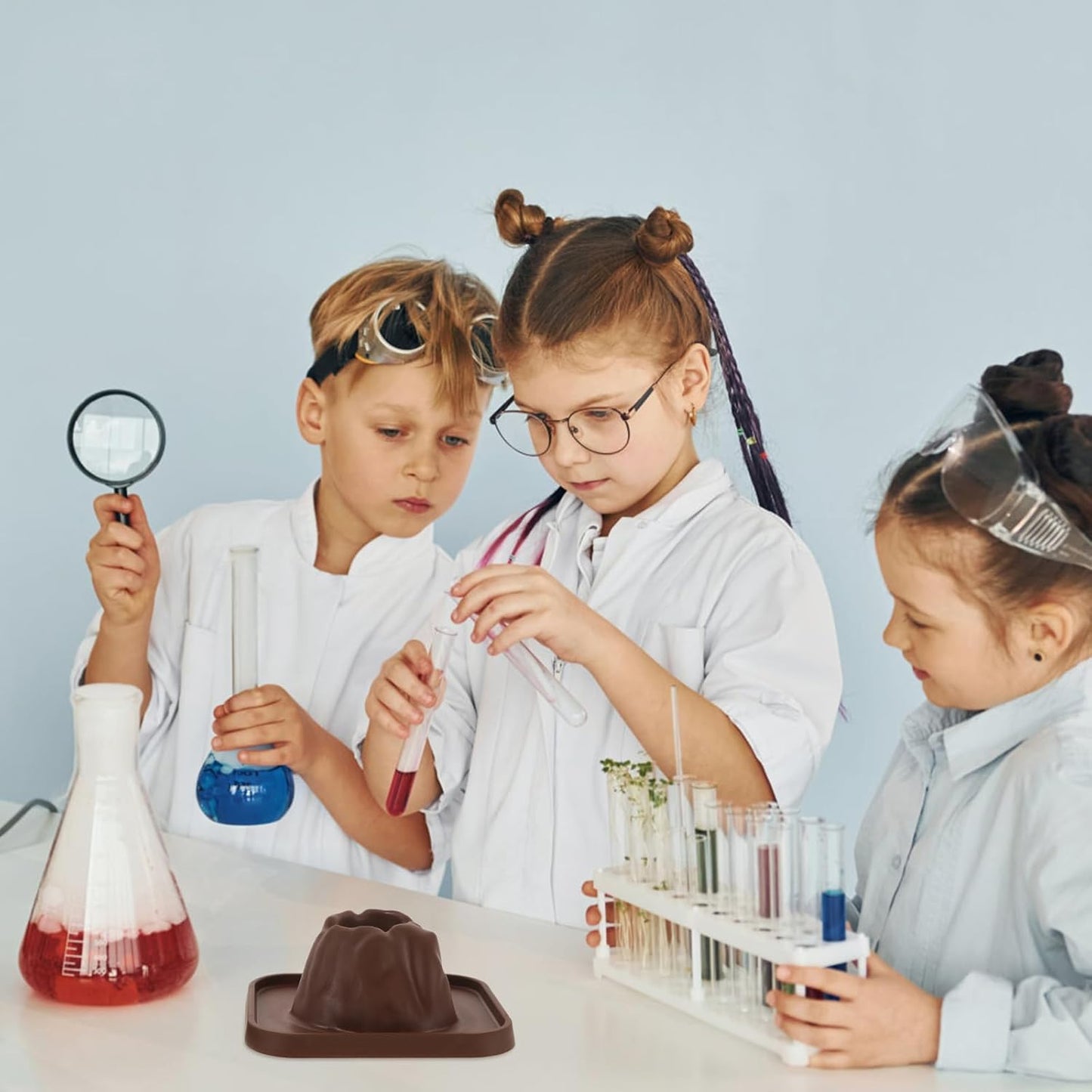 Alipis Volcanic Eruption Model Scientific Experiment Kit for Kids DIY Volcano Toy with Anti-Spill Design Educational Stem Science Learning Tool 5.90X4.72X2.55In