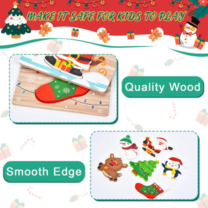 6 Pack Wooden Puzzles for Toddlers 1-3, Montessori Puzzles for 2-4 Year Old, Animal Shape Toddler Puzzles Montessori Toy Baby Learning Preschool Educational Toys Gift
