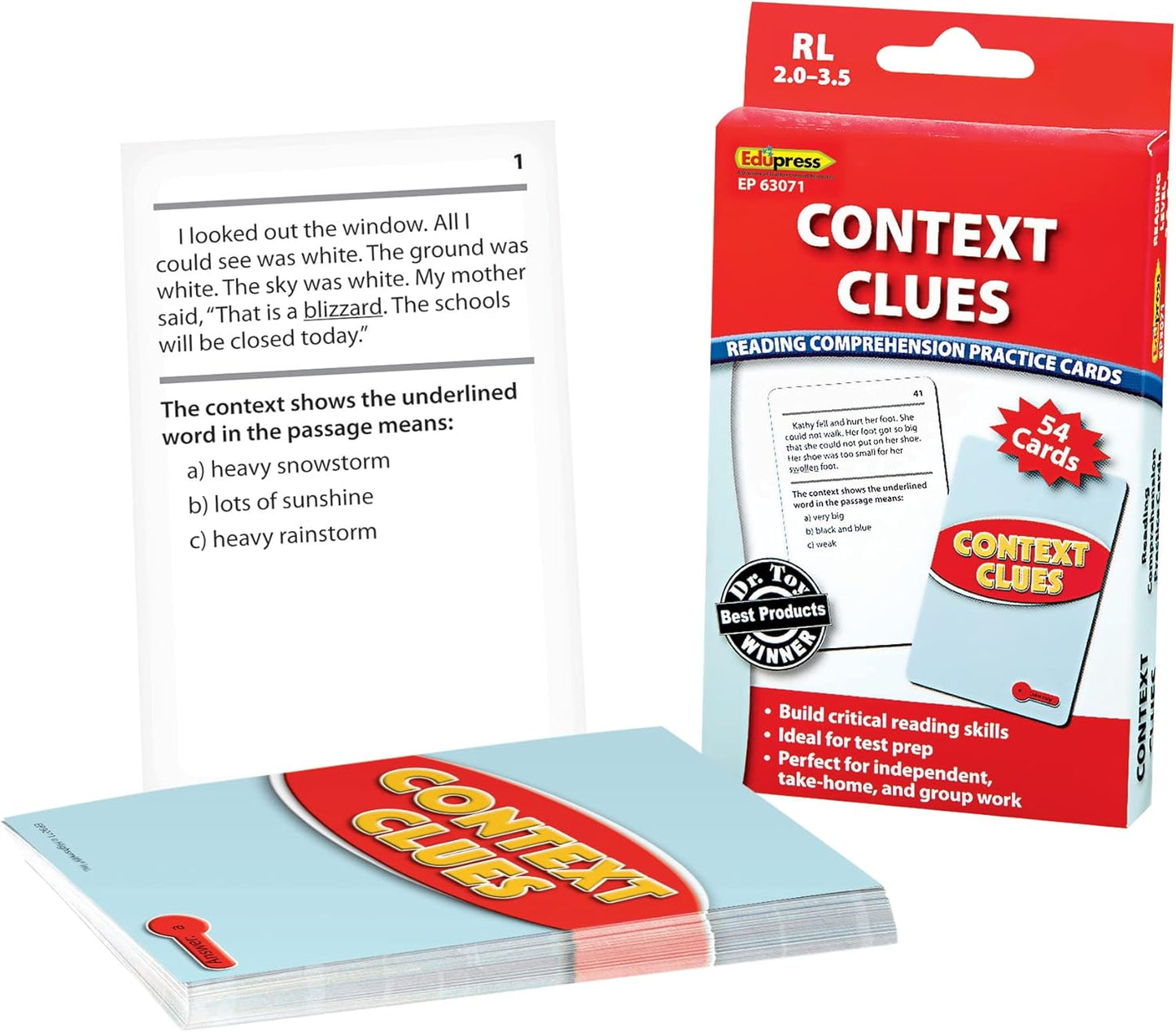 Edupress Reading Comprehension Practice Cards, Informational Text, Red Level (EP63437) Medium