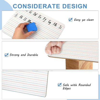 JarThenaAMCS Dry Erase Lapboards 36 Pack Double-Sided 9"x12" Small Lined Whiteboards with 36 Erasers and 36 Markers Mini Portable Drawing Learning Boards for Students Education Teacher Classroom