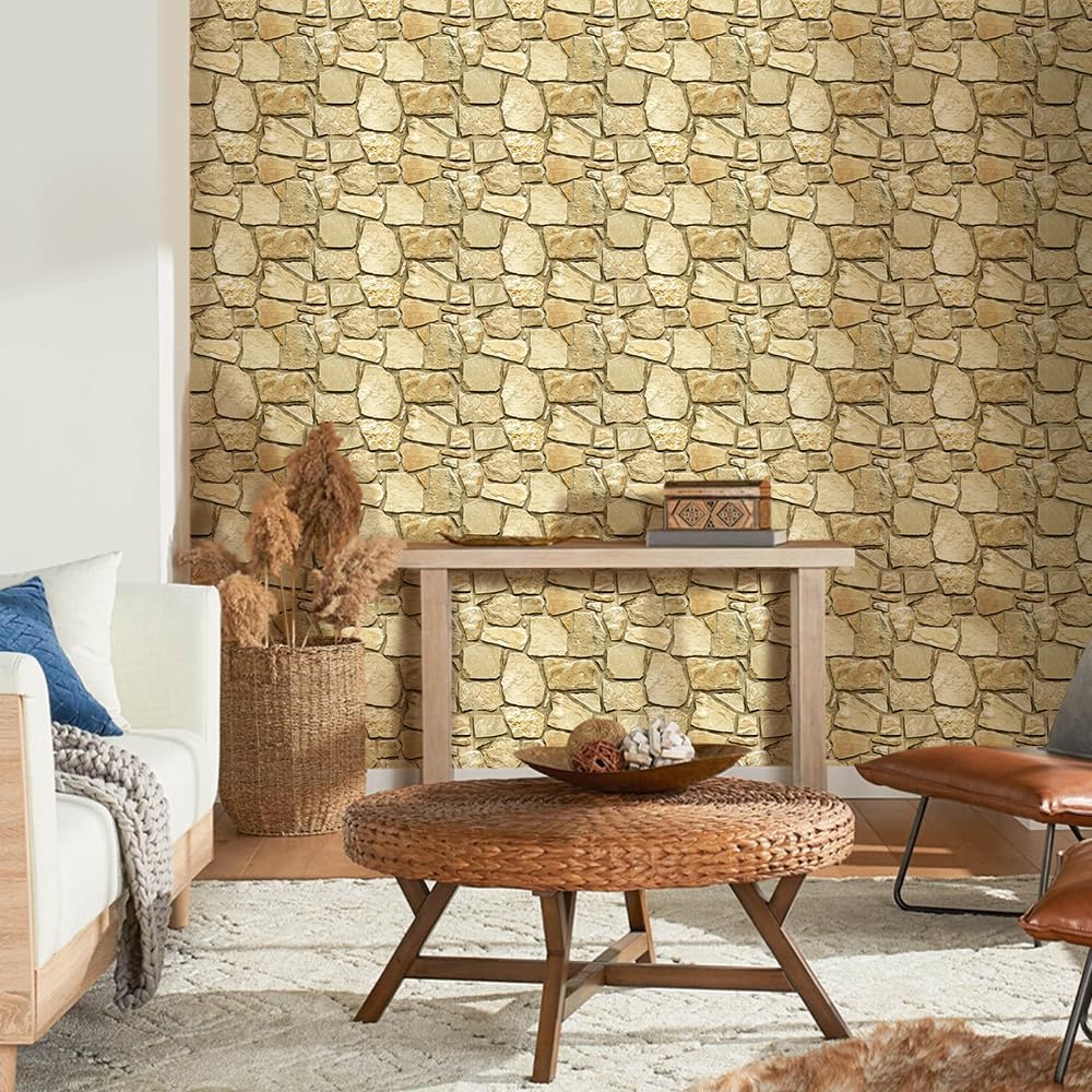 COMSTICKC 3D Faux Gray Stone Wall Sticker Peel and Stick Wall Panels,10 Pcs of 12"X12",Ultra-Light Thin PVC Decorative Tiles Rocks Stone Backsplash Interior Decor,Paintable