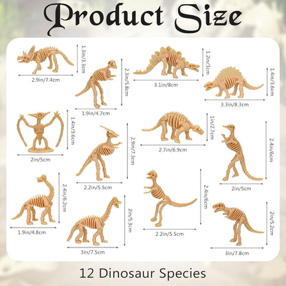 30 PCS Dinosaur Fossil Skeletons, Assorted Dinosaur Skeleton Toys Figures for Science Play Dino Sand Dig Party Favor Decorations (Dino skeletonD)