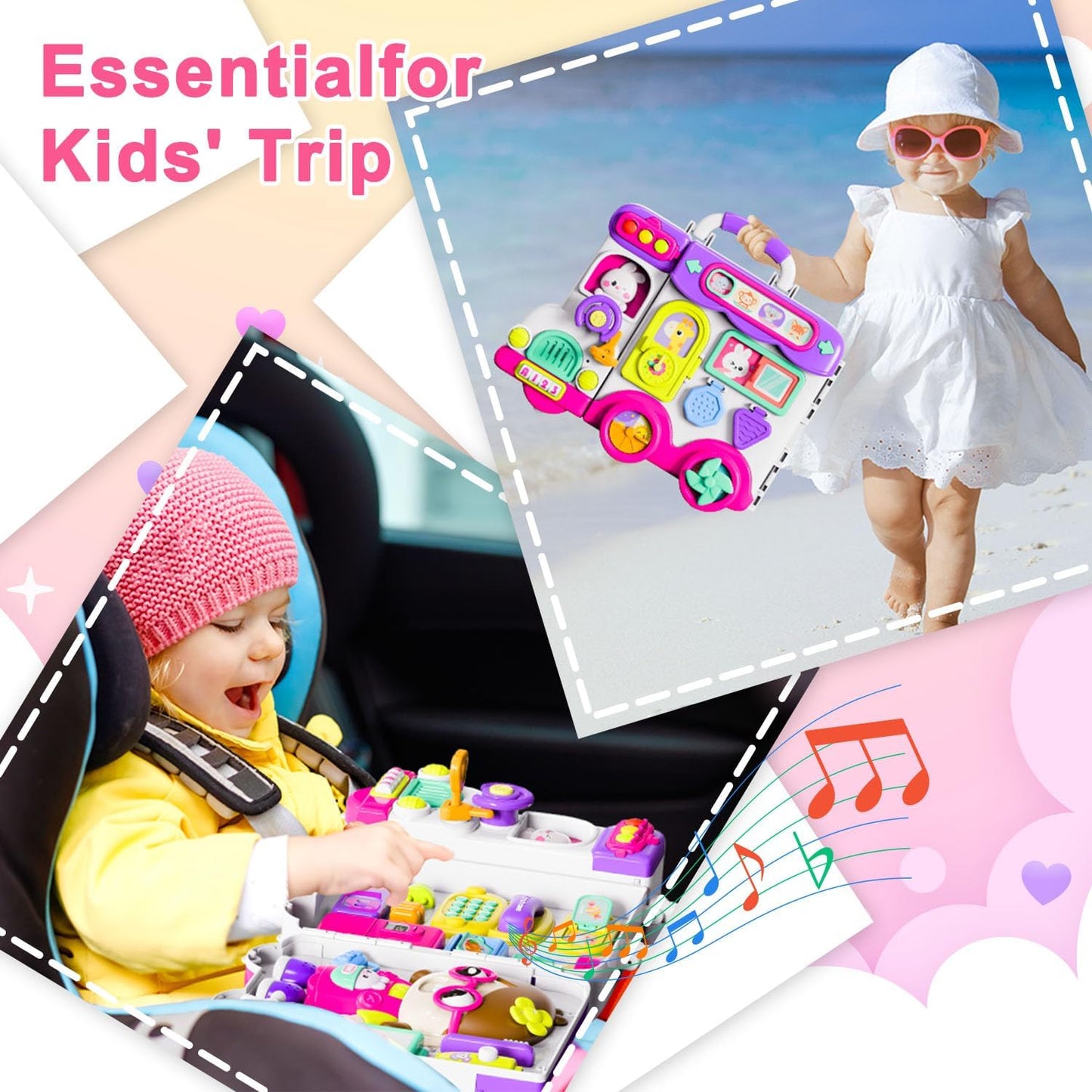 VOILBTOY Busy Board for 1-2 Year Old Girl Gift,Musical Toys for Toddlers 1-3 Year,Educational Fine Motor Baby Toys for 12 18 Months,Perfect for Preschool or Travel,Birthday Gift for 1+Year Old Girl