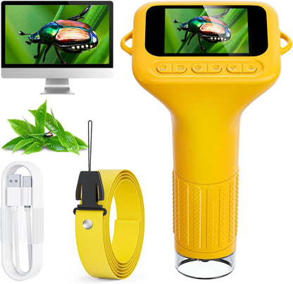 SKYBASIC Digital Microscope for Kids, 3" Screen 1000X Handheld Microscope HD Pocket Portable Microscopes Camera, Science Edu Fun Toys for Ages 4-12 Children Students Boys Girls -Blue