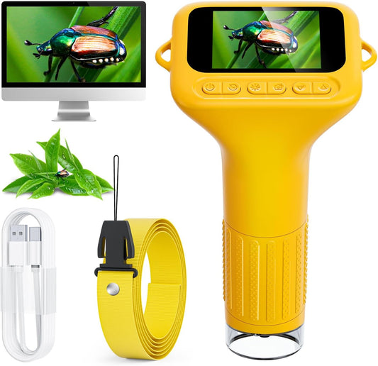 SKYBASIC Digital Microscope for Kids, 3" Screen 1000X Handheld Microscope HD Pocket Portable Microscopes Camera, Science Edu Fun Toys for Ages 4-12 Children Students Boys Girls -Blue